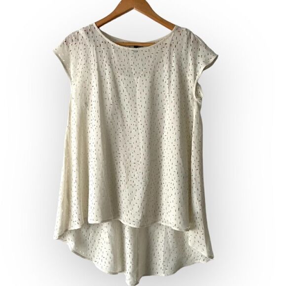 Eileen Fisher Confetti Laser-Cut Silk Top Size XXS 000173 - Picture 2 of 10